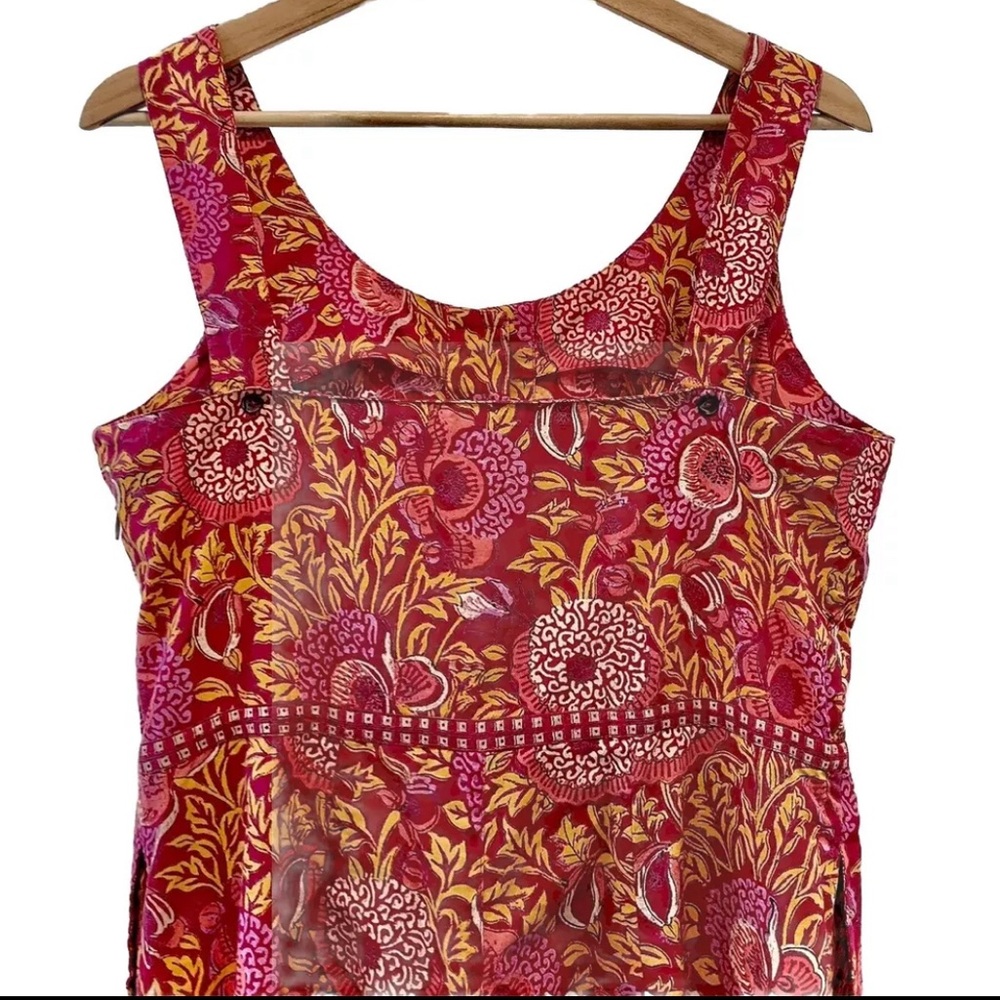 🌺 ANOKHI 100% Cotton Block Print Wide Leg Overalls Romper - Picture 4 of 9